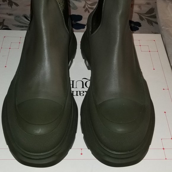 Brand New Alexander Mcqueen Leather Chelsea Boot Green  Sz 45/12 main image 11